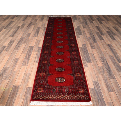 2'6"X9'10" Red Hand Knotted Rug Princess Bokara Tribal Medallions Wool
