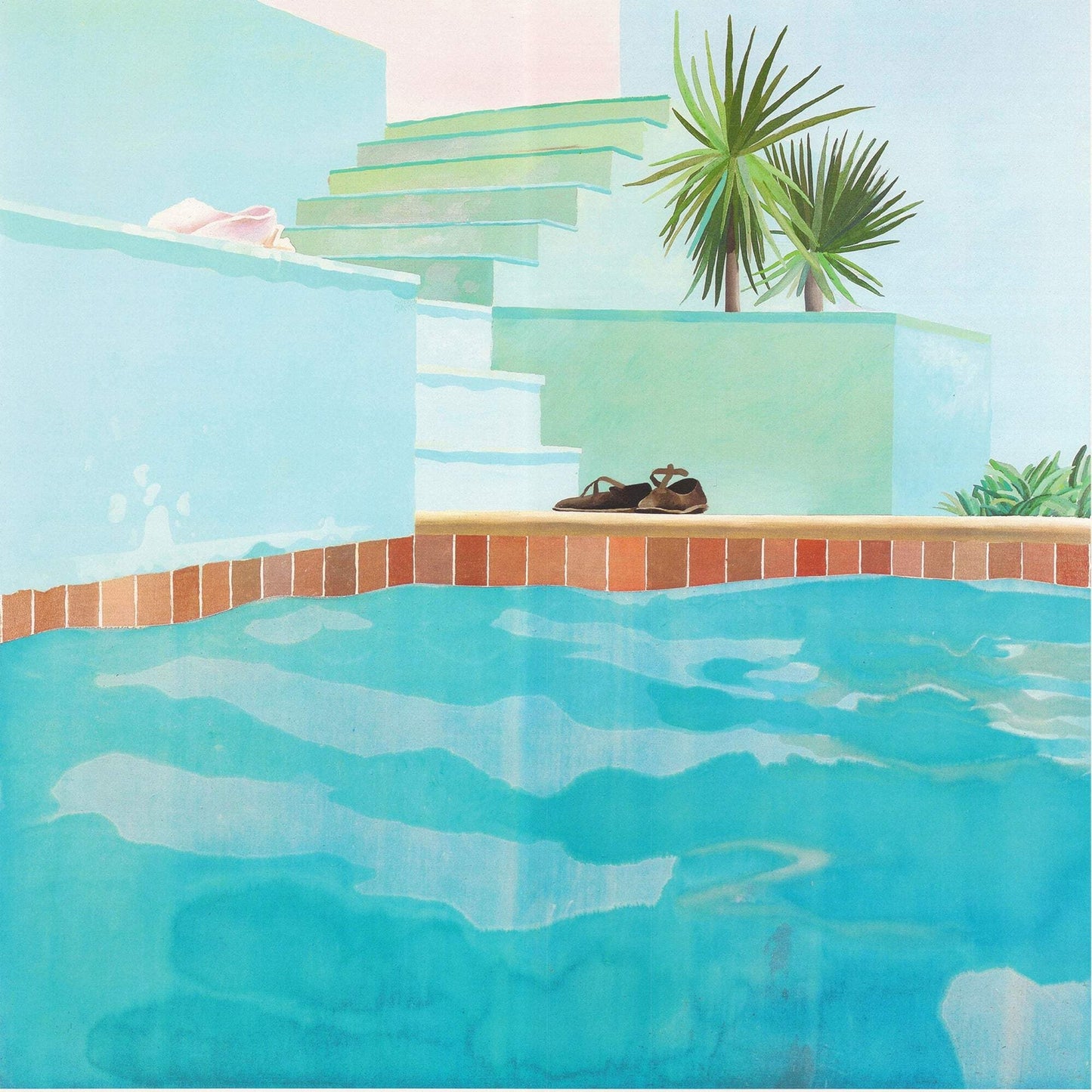 Green DAVID HOCKNEY Pool and Steps 33.5" x 24.5" Poster 2021 Pop Art Red Blue