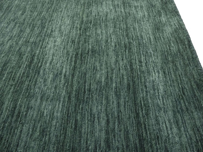 Solid Dark Green Hand-Loomed 9X12 Gabbeh Wool Rug