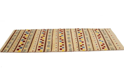 Handmade Stripes Tribal Indo-Gabbeh Runner Rug