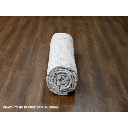 8'10"X11'10" Ivory Pure Wool Hand Knotted Mahal Design Oriental Rug