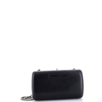 Prada Logo Convertible Chain Box Clutch Leather