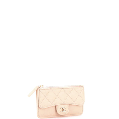 Chanel Flap Zip Card Holder Quilted Caviar