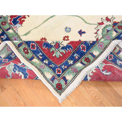 9'10"X14' Cream Color Hand Knotted Kazak Pure Wool Oriental Rug