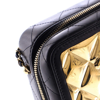 Chanel Cc Zip Around Clutch With Chain Quilted Metal And Lambskin Small