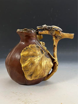 Christofle Bronze Vase By Henri Varenne 1900C Vines And Stag Beetles