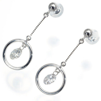 Diamond Drop Circle Chain Earrings 900 Platinum