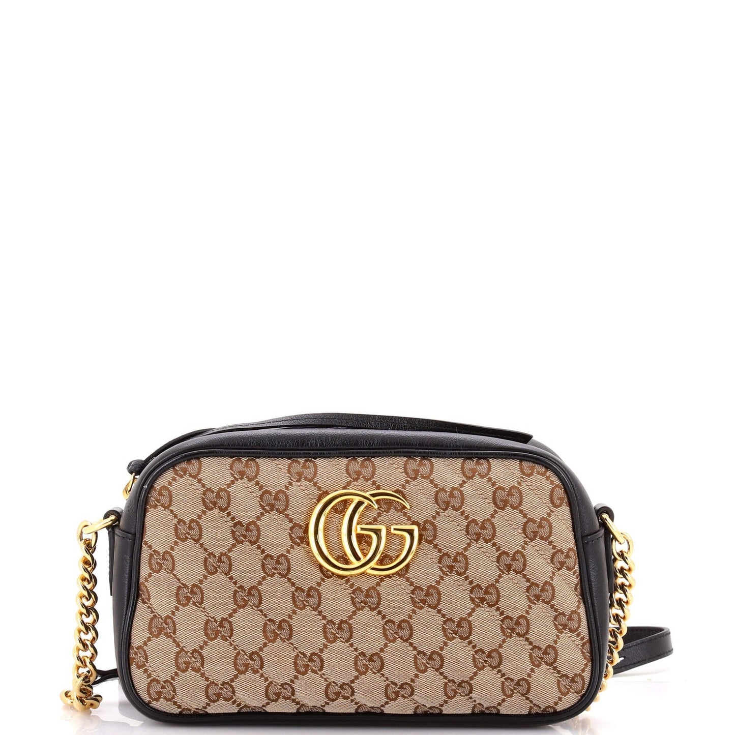 Gucci Gg Marmont Shoulder Bag Diagonal Quilted Gg Canvas With Leather Small