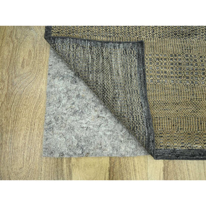 2'6"X10' Brown Pure Wool Rug Hand Knotted Distressed Grass Design Runner