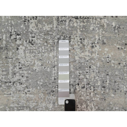 2'X3' Fossil Gray Modern Design Hand Knotted Undyed Natural Wool Mat Rug