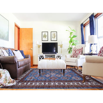 8'X10' Atlantic Blue Super Kazak Tribal Medallions Wool Hand Knotted Rug