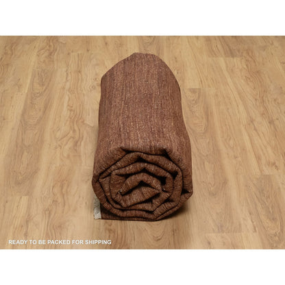 8'2"X10' Chocolate Brown Plain Solid Design 100% Wool Hand Knotted Rug