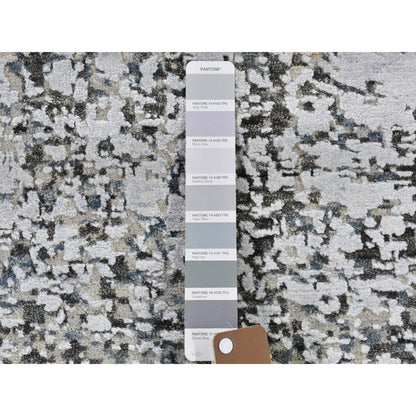 3'X5' Silver Wool Denser Weave Abstract Design Hand Knotted Rug