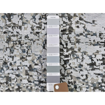 3'X5' Silver Wool Denser Weave Abstract Design Hand Knotted Rug