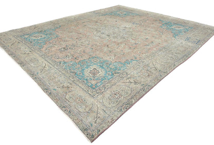 Distressed Semi-Antique Oriental Wool Rug 9X12 Ft