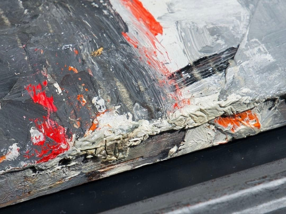 Yannis Markantonakis Port Landscape Orange I Original Oil Painting 1993 Signed