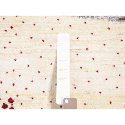 9'X12' Ivory Hand Knotted Modern Design Soft And Plush Wool Oriental Rug