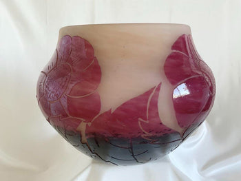 Rare 9In Art Deco Cameo Glass Vase By Degue, France C.19261939  Large Floral