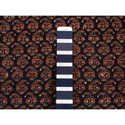 4'4"X6'10" Blue Antique Zoroastrian Hand Knotted Pure Wool Soft Clean Rug