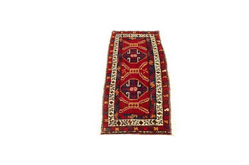 Handmade Vintage Geometric Oriental Rug Entryway