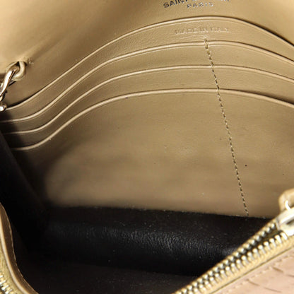 Saint Laurent Classic Monogram Tassel Chain Wallet Crocodile Embossed Leather