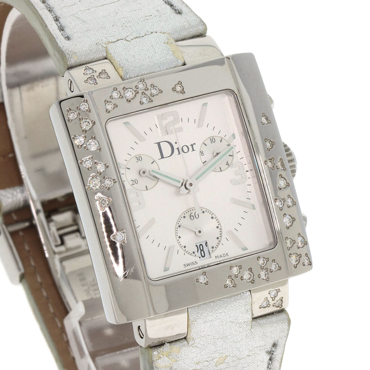 Christian Dior Riva Sparkling Chronograph Watches D81-101 Stainless Steel/Le...
