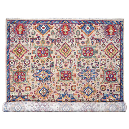 12'X17'9" Camel Geometric Design Wool Hand Knotted Oversize Oriental Rug