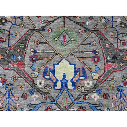 8'9"X12' Nevada Gray Peshawar Bijar Garus Design Hand Knotted Wool Rug