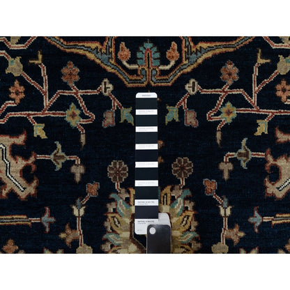 6'2"X9'2" Polo Blue Pure Wool Soft Antiqued Fine Heris Hand Knotted Rug