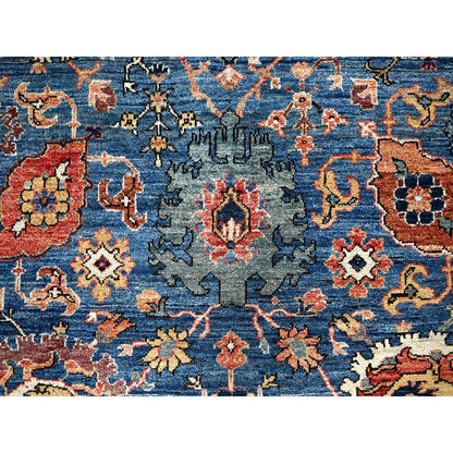 6'2"X9' Blue Aryana Grade All Over Design Pure Wool Hand Knotted Rug