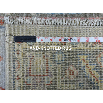 2'5"X17'1" Shiny Wool Hand Knotted Gray Angora Oushak Xl Runner Rug