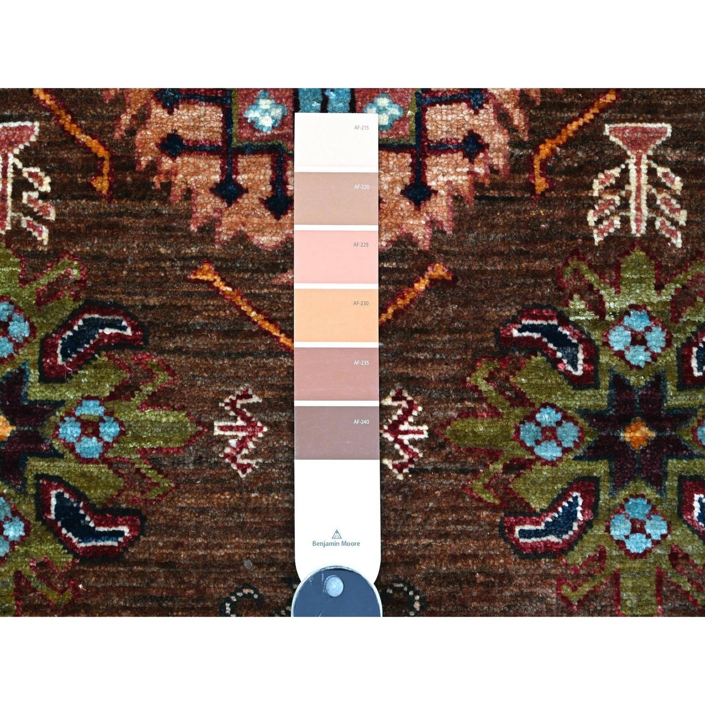 6'X8'10" Brown Hand Knotted Geometric Pattern Super Kazak Oriental Rug
