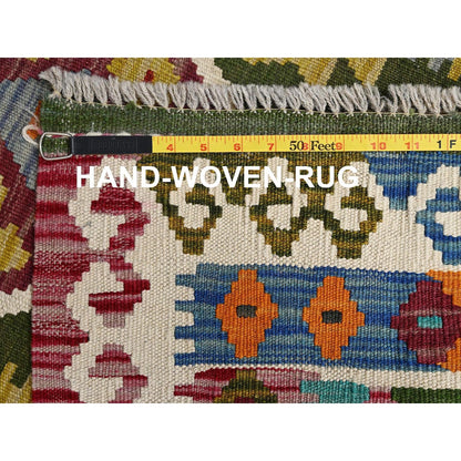 2'5"X9'9" Colorful Afghan Kilim 100% Wool Rug Flat Weave Hand Woven Runner