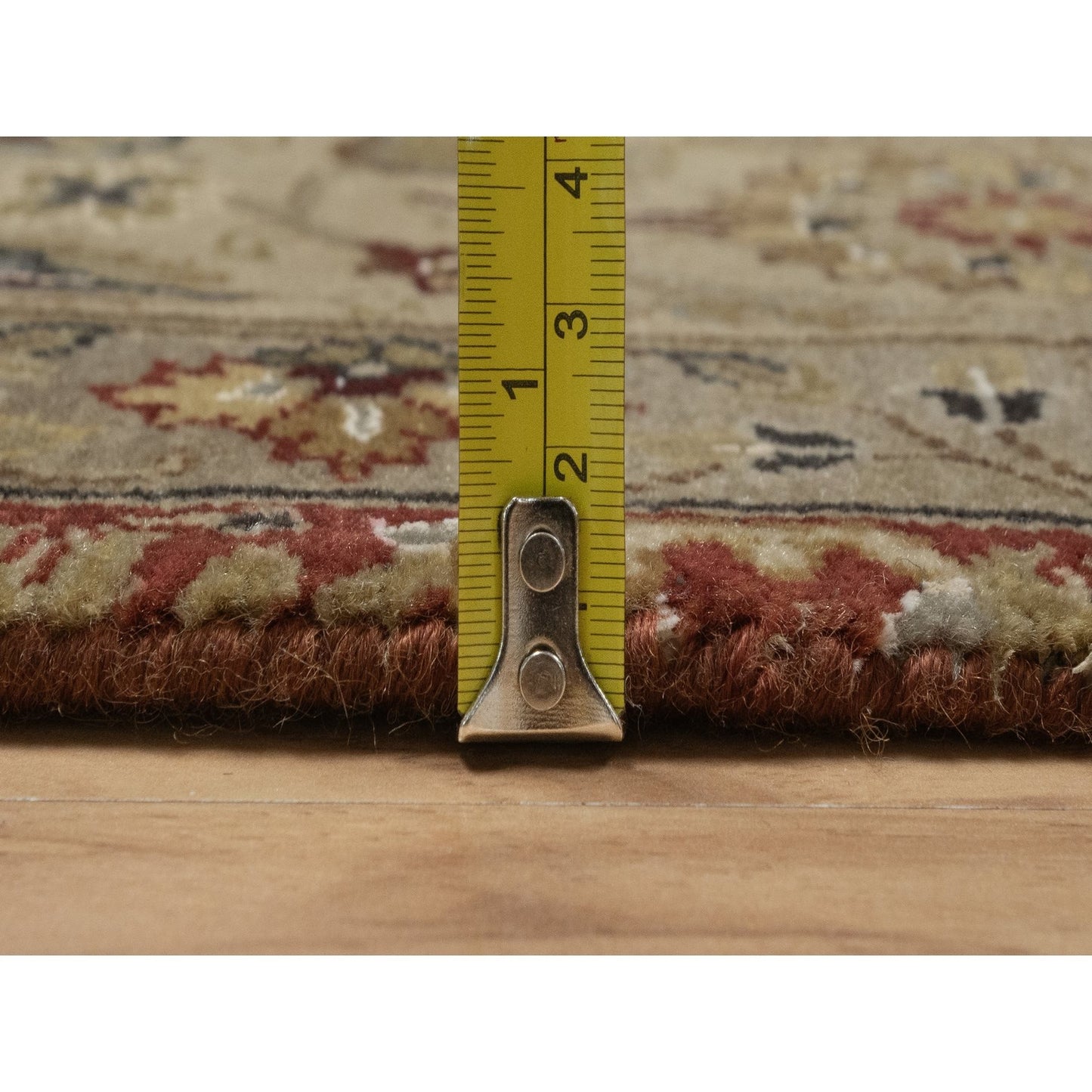 5'9"X8' Red Hereke With All Over Design Wool And Silk Hand Knotted Rug