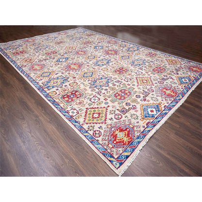 12'X17'9" Camel Geometric Design Wool Hand Knotted Oversize Oriental Rug