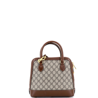 Gucci Horsebit 1955 Top Handle Bag Gg Coated Canvas With Leather Small