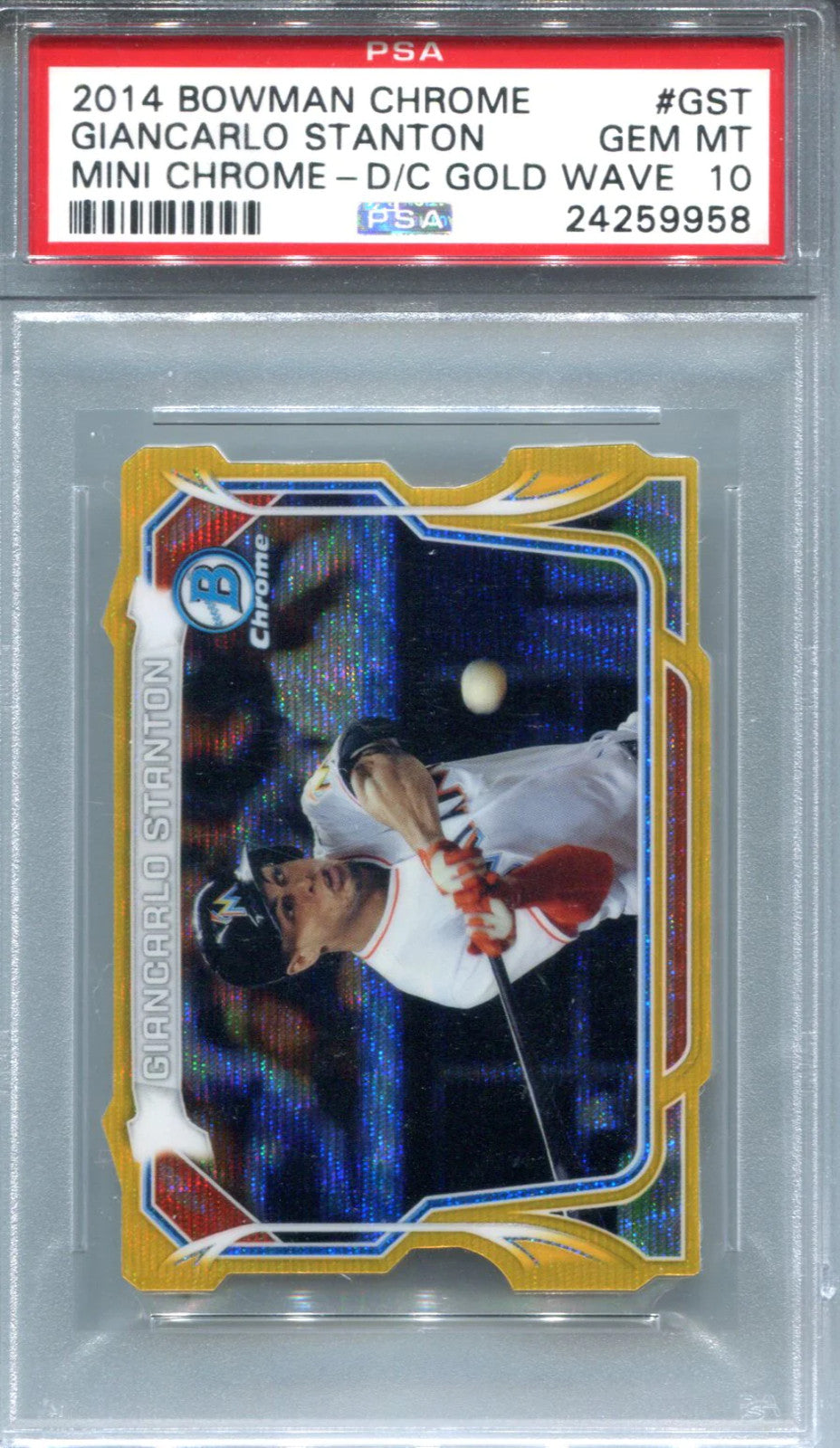 Giancarlo Stanton 2014 Bowman Chrome Mini Chrome D/C Gold Wave Gem #24/50Mt 10 (