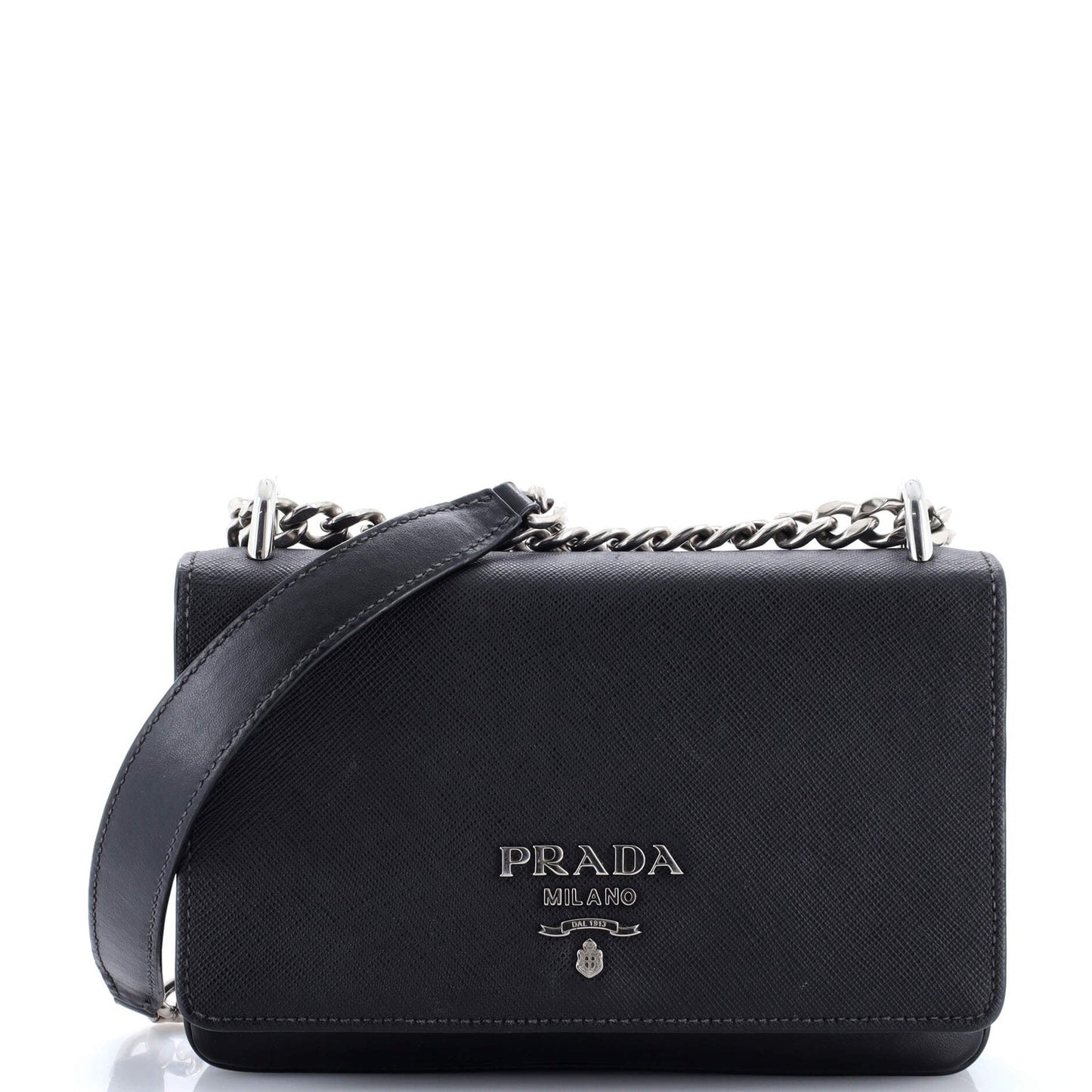 Prada Chain Flap Crossbody Bag Tessuto And Saffiano Leather Medium