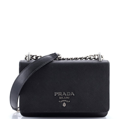 Prada Chain Flap Crossbody Bag Tessuto And Saffiano Leather Medium