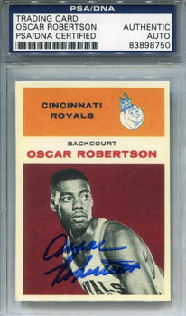 Oscar Robertson Autographed Trading Rookie Reprint Card (Psa)