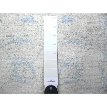 2'8"X12' Ivory Washed Out Peshawar Hand Knotted 100% Wool Runner Rug