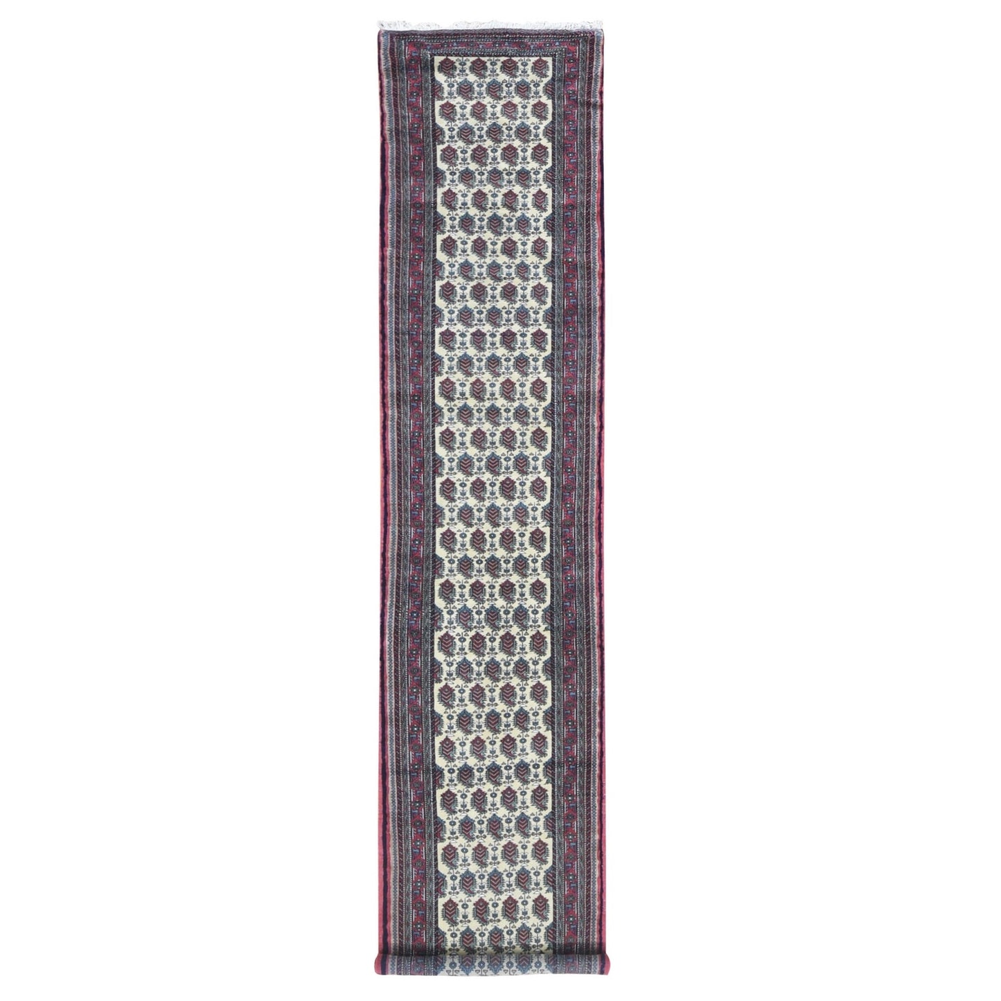 2'10"X13'2" Ivory Tribal Northwest Farsian Wool Hand Knotted Runner Rug