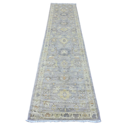 2'7"X11'8" Gray Peshawar Zigler Mahal Design Wool Hand Knotted Runner Rug