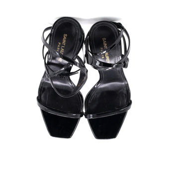 Saint Laurent Women'S Ankle Wrap Heeled Sandals Patent 110
