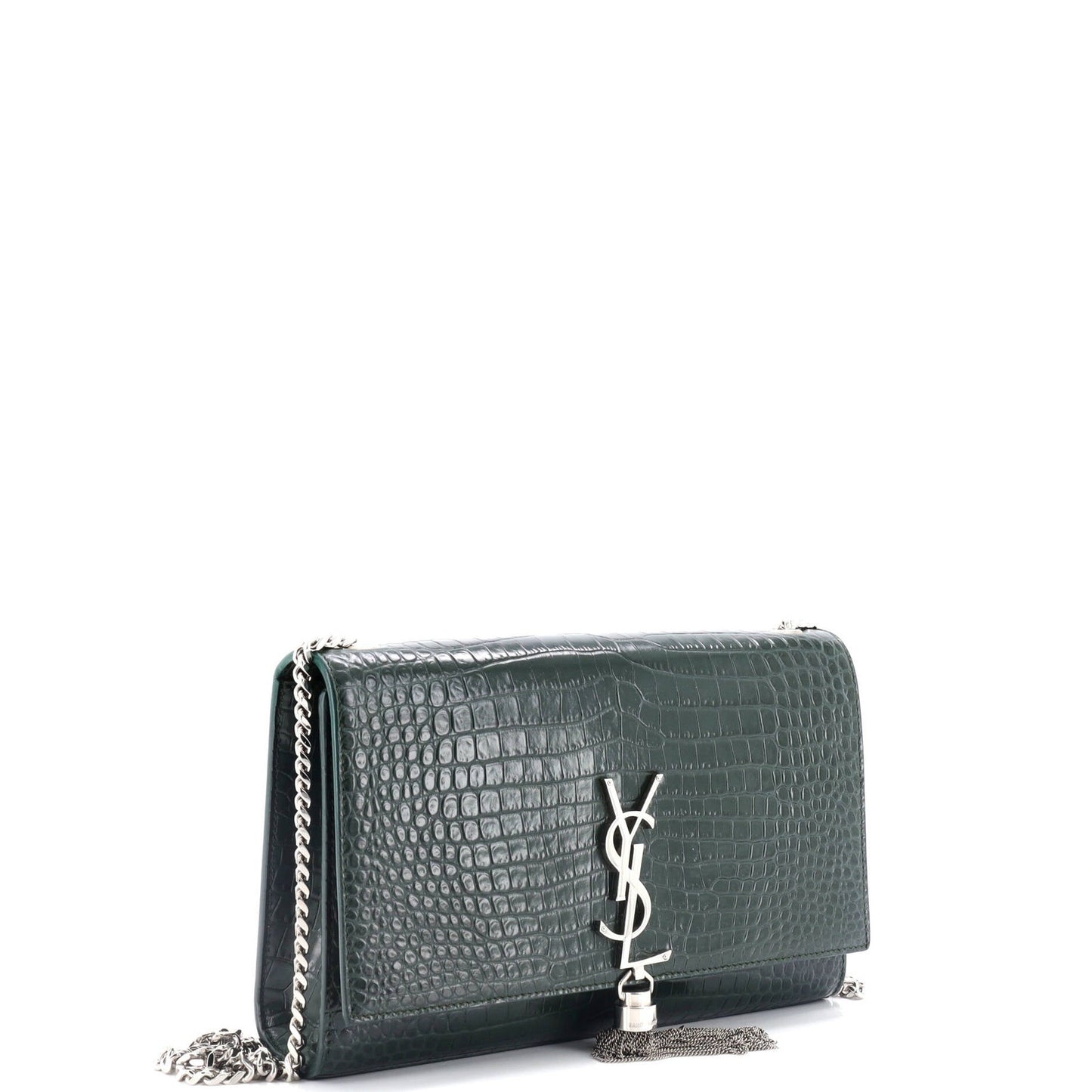 Saint Laurent Classic Monogram Tassel Crossbody Bag Crocodile Embossed Leather