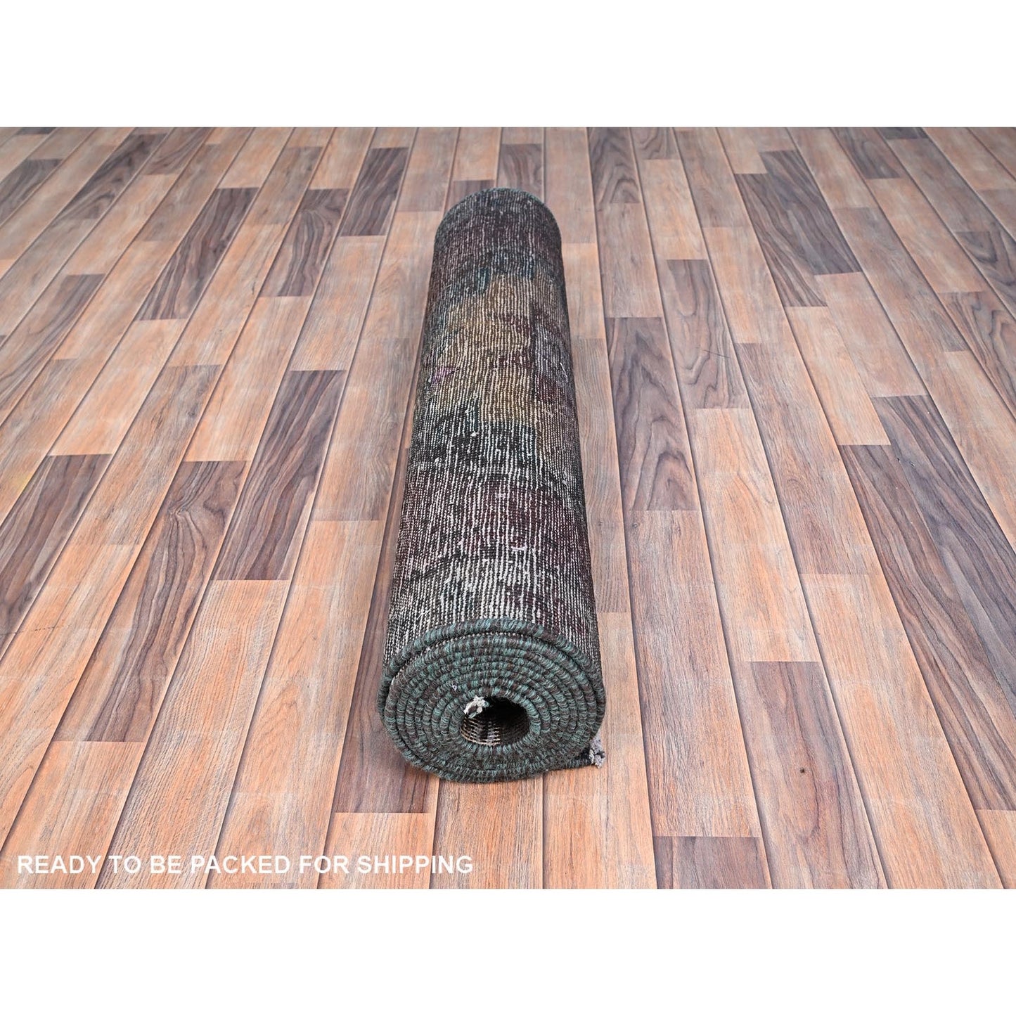 3'2"X12' Black Hand Knotted Vintage Khamadan Wide And Long Runner Rug