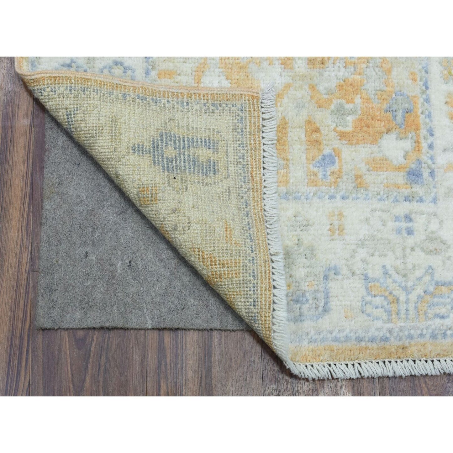 2'6"X19'2" Orange Hand Knotted Afghan Angora Oushak Soft Wool Runner Rug