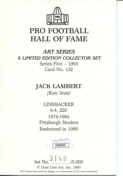 Jack Lambert Autographed Goal Line Art Card (Jsa)