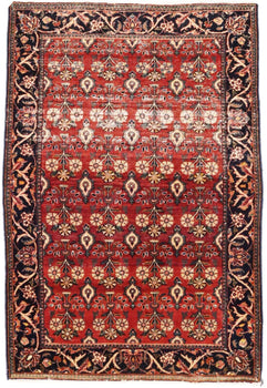 Semi-Antique Handmade Oriental Rug Red Carpet