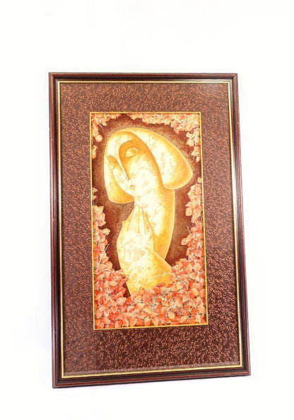 Tigran Yukanyan 1996 Original Mixed Media Painting Woman Armenian Artist Signed